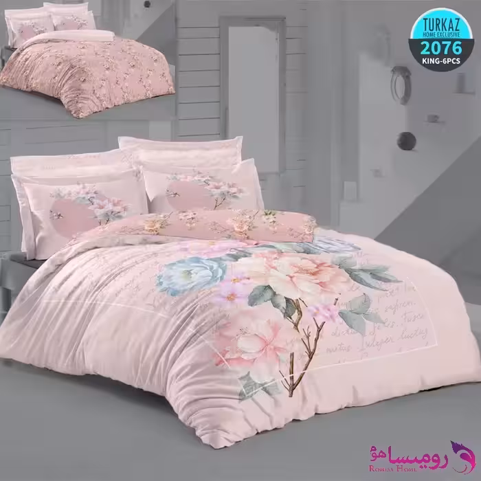 قیمت و خرید روتختی طرح گل صورتی دونفره برند ترکاز کد 2076