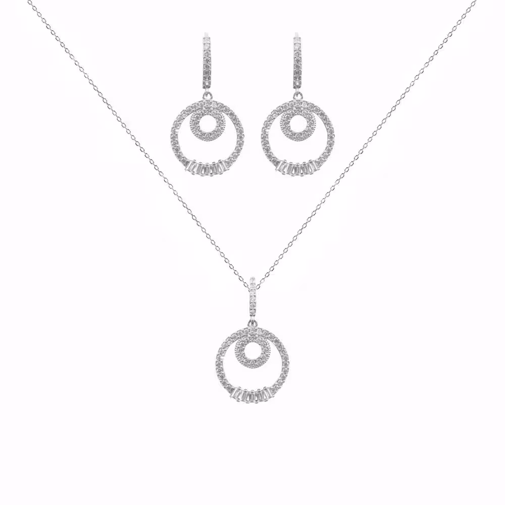 نیم ست نقره زنانه ظریف مدل NI E11