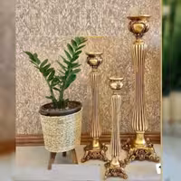 شمعدان لوکس  دکوری کنار سالنی مجموعه 3عددی طرح  کلاسیک