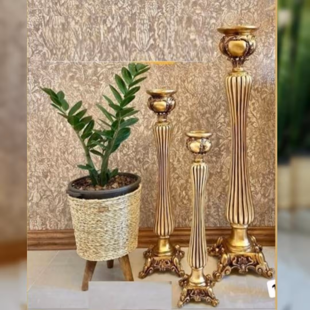 شمعدان لوکس دکوری کنار سالنی مجموعه 3عددی طرح کلاسیک