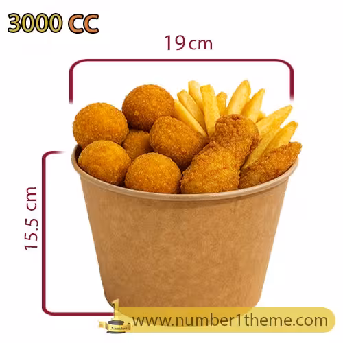 سطل سوخاری یکبار مصرف کاغذی کرافت بدون درب 3000 سی سی