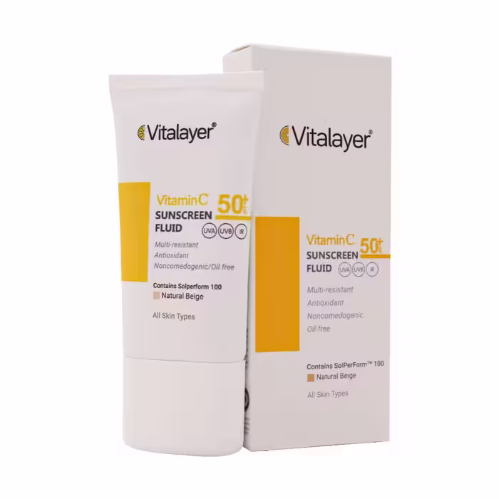 فلوئید ضد آفتاب SPF50 حاوی ویتامین C ویتالیر (50 میل)