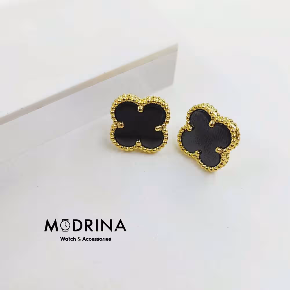 گوشواره ون کلیف مشکی طلایی