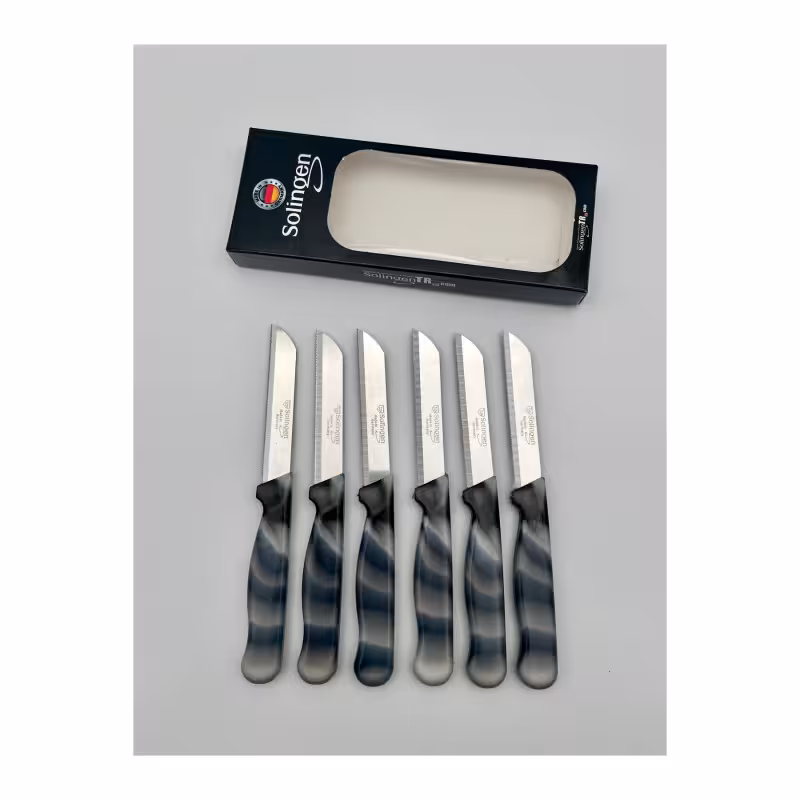 چاقوی میوه 6 تایی اصلی کلور Solingen با تیغه استیل ضد زنگ و دسته پلاستیکی باکیفیت طرح مرمری مشکی | ساخت آلمان | کیفیت برتر زولینگن