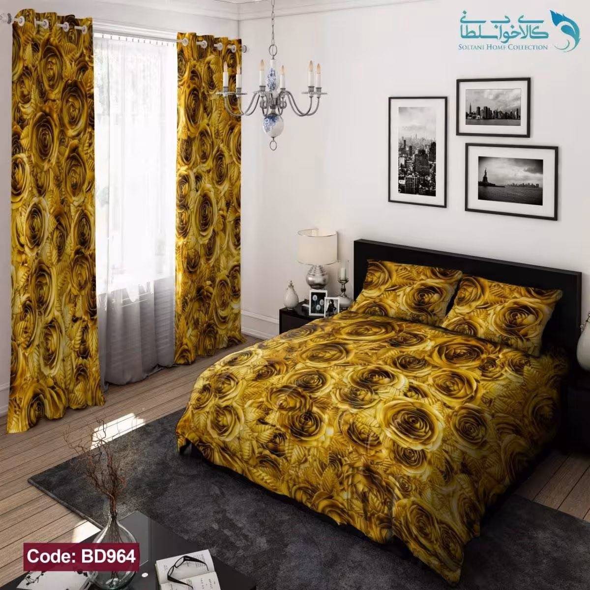 روتختی طرح رز طلایی دو نفره کد BD964