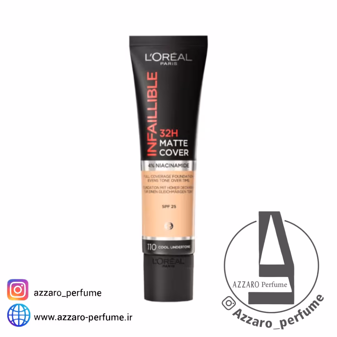 کرم پودر مات اینفیلیبل 32 ساعته لورال (اورآل) شماره 110 حجم 30 میل