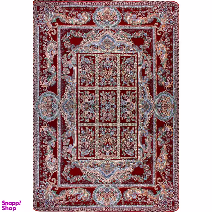 روفرشی مخمل طرح خشتی زمینه زرشکی