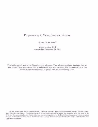 خرید و دانلود نسخه کامل کتاب Programming in Yacas, function reference. Part 2