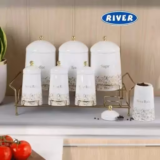 سرویس 8پارچه ادویه و پاسماوری سفید مدل کنیک ریور کد 5258