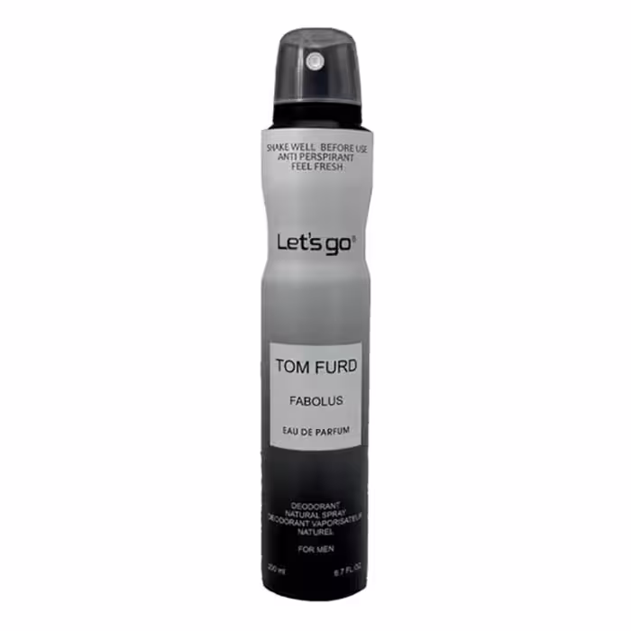 اسپری خوشبو کننده بدن مردانه lets go لتس گو مدل Tom furd fabolus حجم 200 میلی لیتر | Let’s Go men’s Body Deodorant Spray Model Tom furd fabolus 200 ml