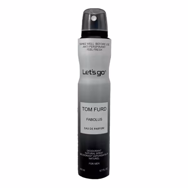 اسپری خوشبو کننده بدن مردانه lets go لتس گو مدل Tom furd fabolus حجم 200 میلی لیتر | Let’s Go men’s Body Deodorant Spray Model Tom furd fabolus 200 ml