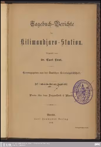 خرید و دانلود نسخه کامل کتاب Tagebuch-Berichte der Kilimandjaro-Station