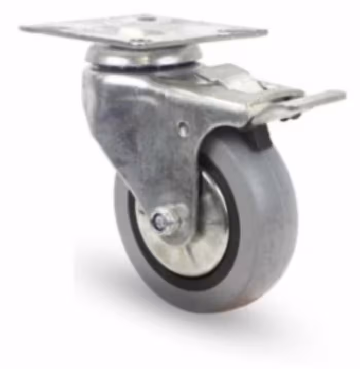 چرخ طوسی بیمارستانی سایز 125 کفی ترمزدار وارداتی با ارسال فوووری و بیمه بار