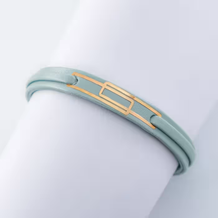 دستبند چرم آبی پلاک لیزری