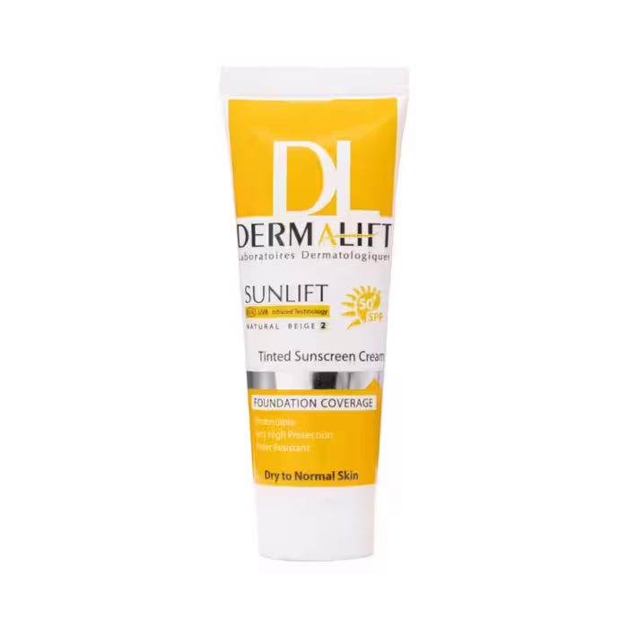 ضد آفتاب رنگی بژ طبیعی پوست معمولی و خشک Spf50 درمالیفت