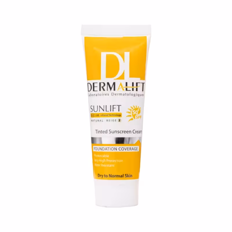 ضد آفتاب رنگی بژ طبیعی پوست معمولی و خشک Spf50 درمالیفت
