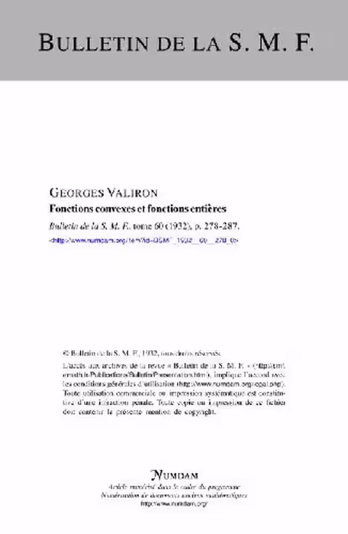 خرید و دانلود نسخه کامل کتاب Fonctions convexes et fonctions entires