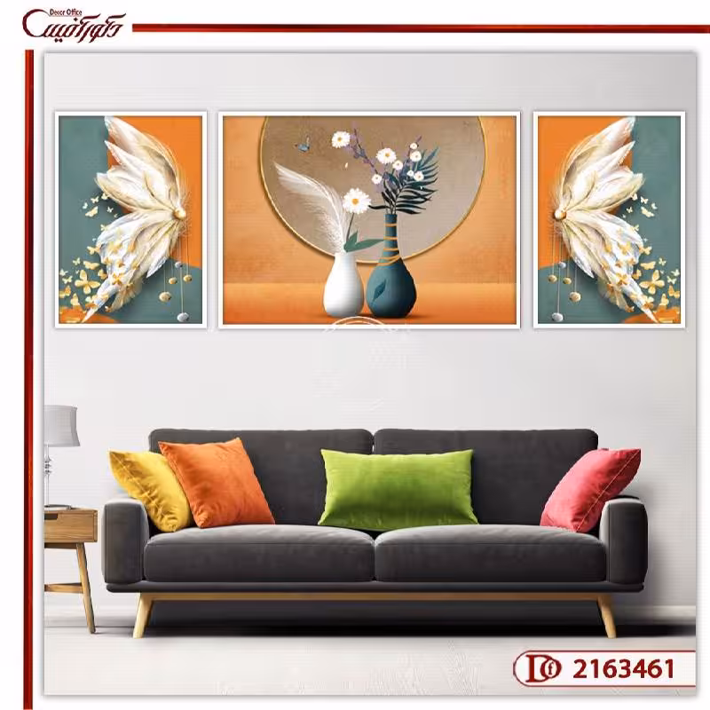 تابلوی سه تکه گل و پروانه A2163451