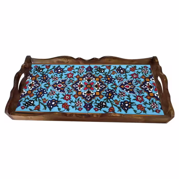 سینی چوبی طرح کاشی
