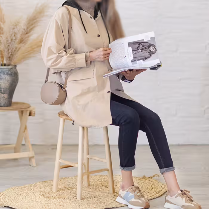 بارانی ضد آب دولایه فری سایز مناسب سایز 36-46 کلاه دار جسب دار 