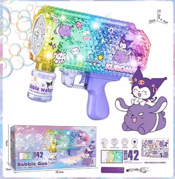 تفنگ حباب ساز مخزن دار 42 حباب شارژی کرومی