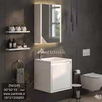 آینه و روشویی سرامیکی مدرن سفید مدل زرین نیک کد ZN0315