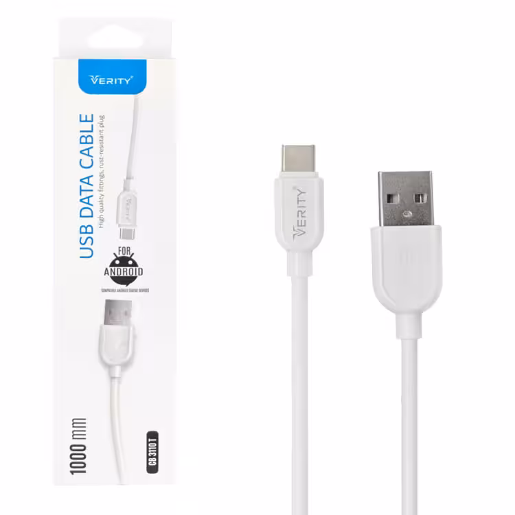 کابل دیتا و شارژ  Type-C VERITY مدل 3110 سفید