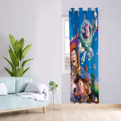   پرده مدل کارتون اسباب بازی ها مخمل پانچی کد 4124 سایز 140x280 سانتی متر