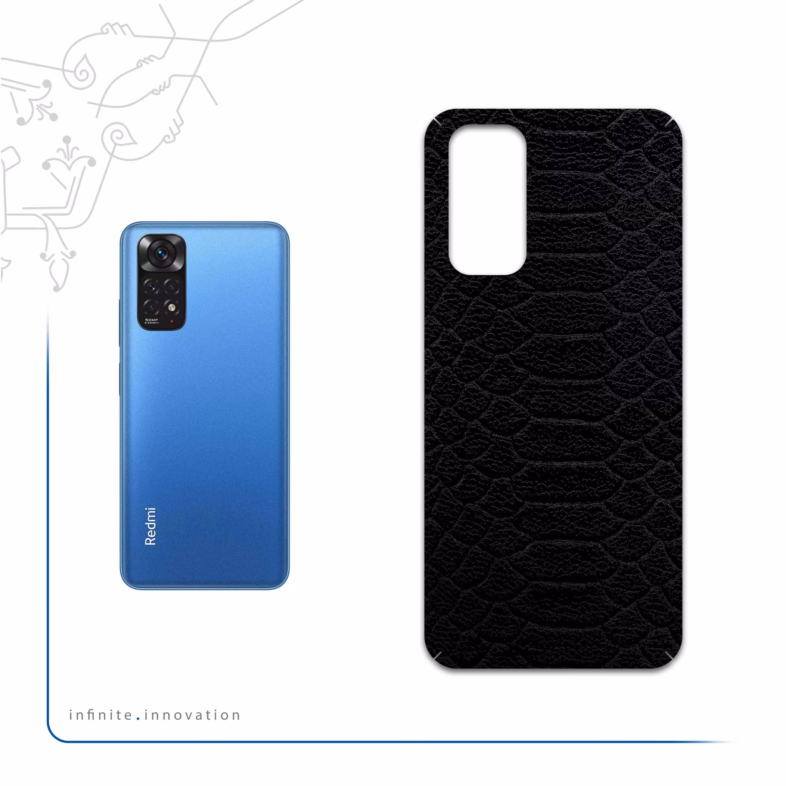 برچسب پوششی ماهوت مدل Black-Snake-Leather مناسب برای گوشی موبایل شیائومی Redmi Note 11