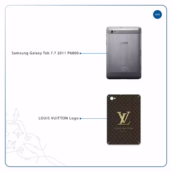 برچسب پوششی ماهوت مدل LOUIS-VUITTON-Logo مناسب برای تبلت سامسونگ Galaxy Tab 7.7 2011 P6800