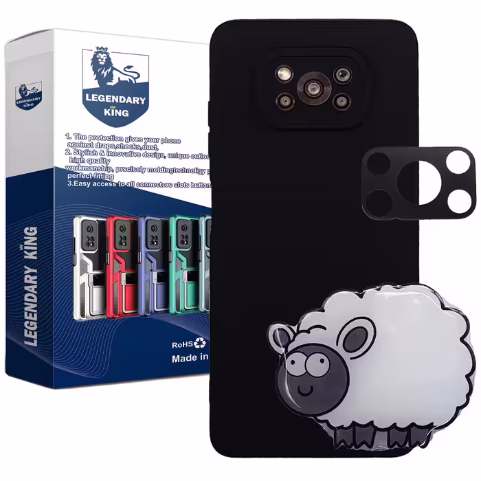 کاور لاین کینگ مدل ببعی مناسب برای گوشی موبایل شیایومی Poco X3 X3 Pro به همراه پایه نگهدارنده و محافظ لنز