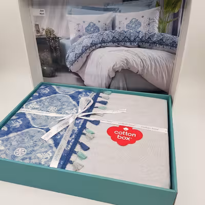 سرویس ملحفه کاتن باکس مدل Candy Jeni Mavi تک نفره 3 تکه 