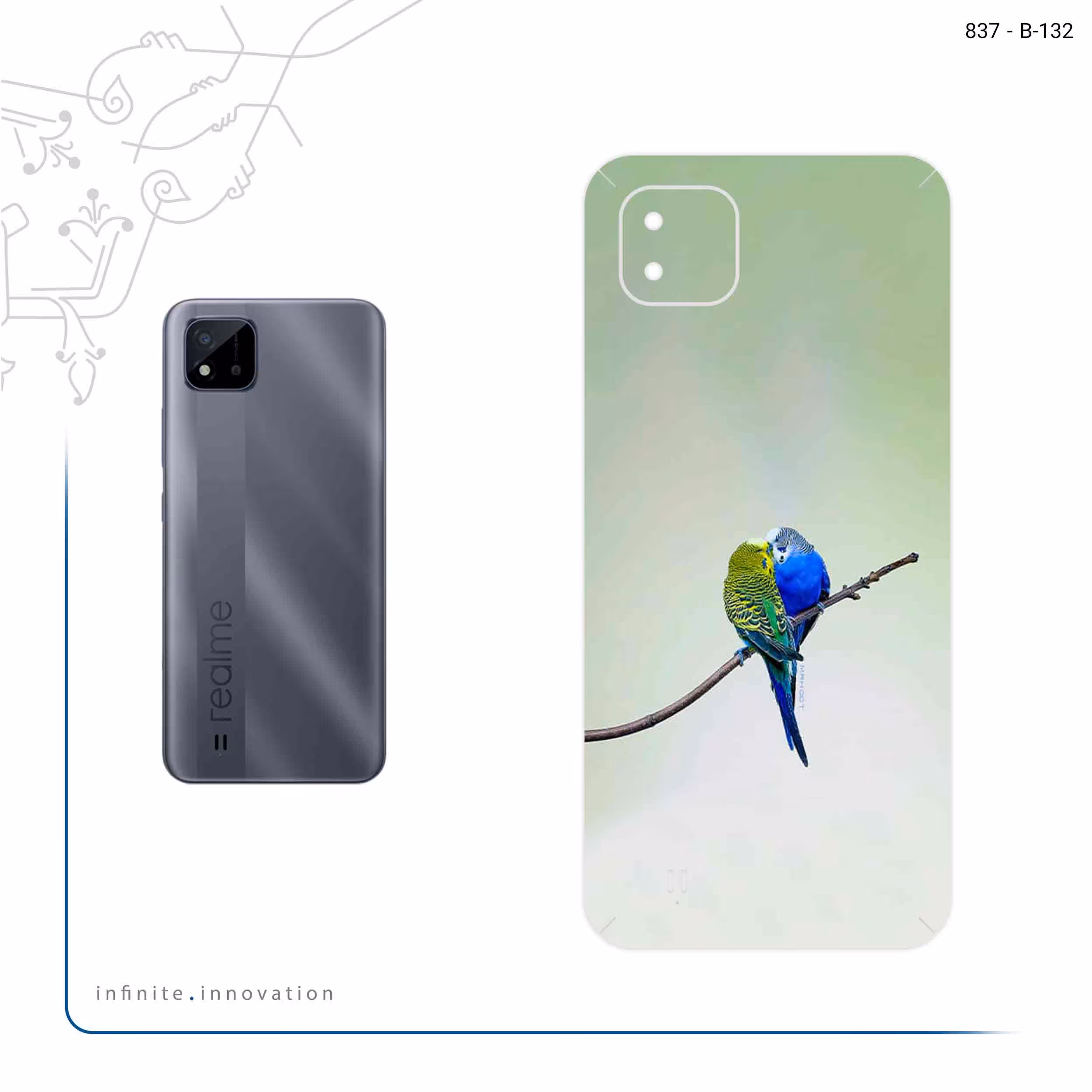 برچسب پوششی ماهوت مدل Lovebird مناسب برای گوشی موبایل ریلمی C11 2021