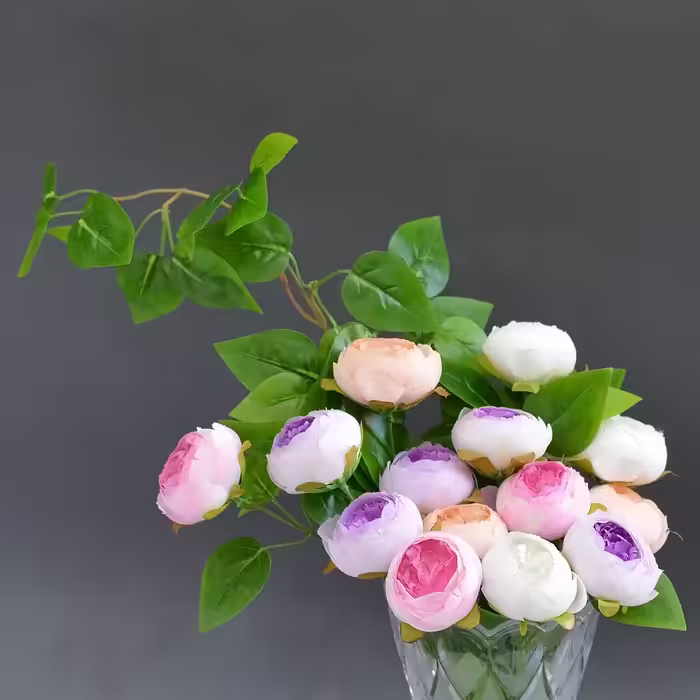 گل مصنوعی مدل سرگل پیونی هلندی بسته سه عددی 