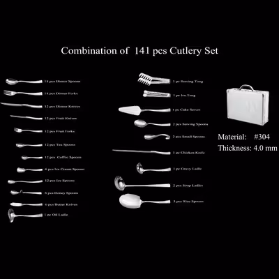 سرویس قاشق و چنگال 141 پارچه جی فی نی مدل 185G