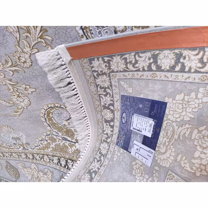 فرش ماشینی زمرد مشهد مدل پرهام زمینه سیلور