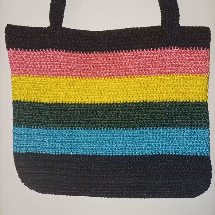 کیف بافتنی مدل رنگین کمان 