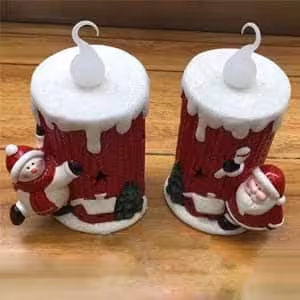 شمع کریسمس چراغ دار بابانوئل و ادم برفی