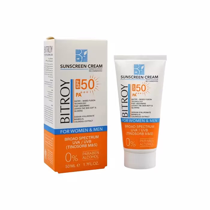 کرم ضد آفتاب SPF50 فیوژن واتر بدون رنگ پوست‌ خشک بیتروی | 50 میل