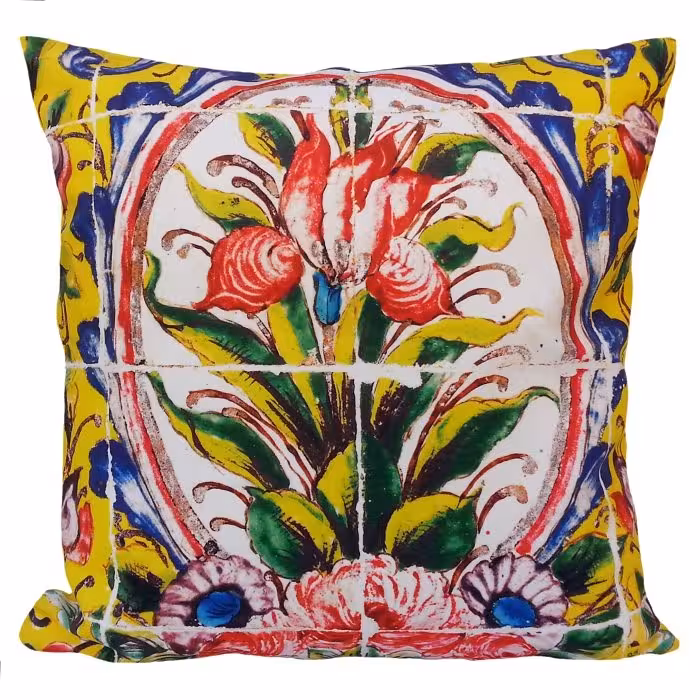 کاور کوسن مخمل کوبیده طرح کاشی کد MAKHQU10