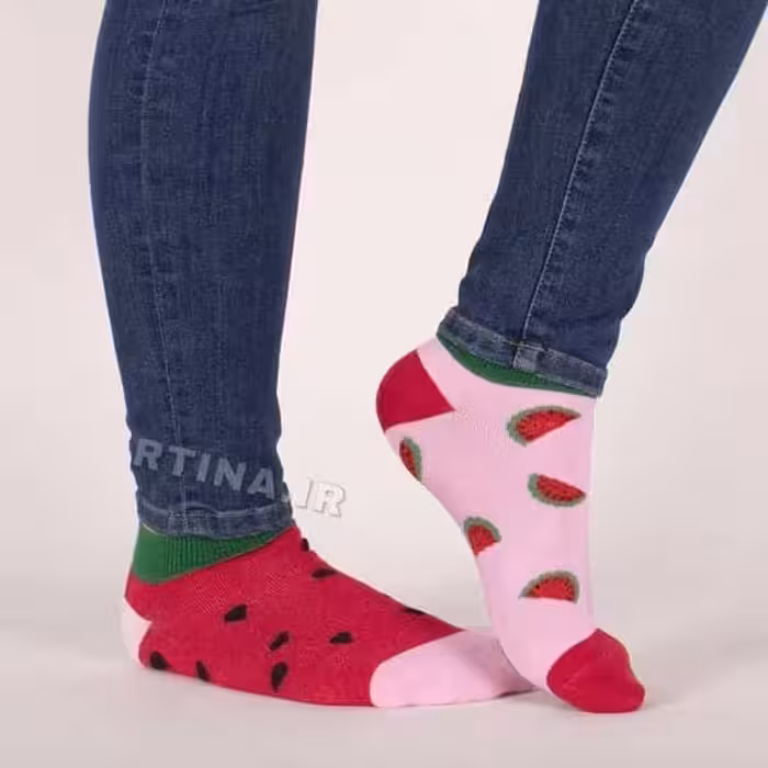 جوراب طرح هندوانه صورتی مدل تا به تا RTS01