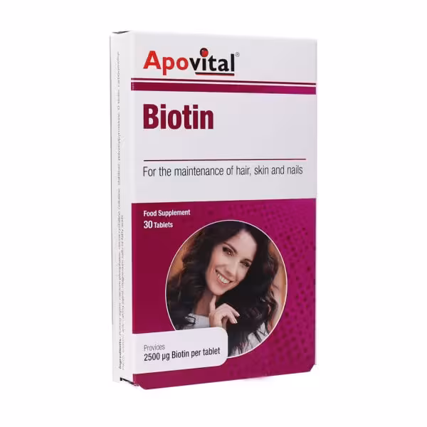 قرص بیوتین 2500 میکروگرم آپوویتال 30 عدد