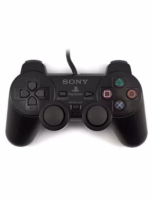 دسته PS2 مشکی سیم ابریشمی ICدار دو موتوره