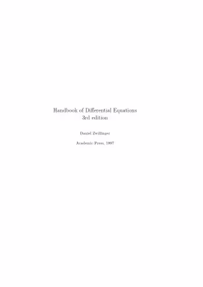 خرید و دانلود نسخه کامل کتاب Handbook of Differential Equations (Errata added)