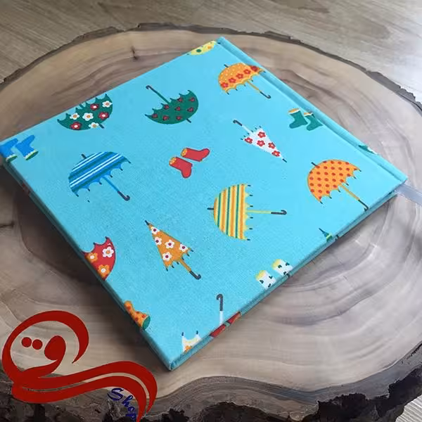 دفتر دست ساز پارچه ای طرح خشتی چتر آبی Fabric Handmade Notebook