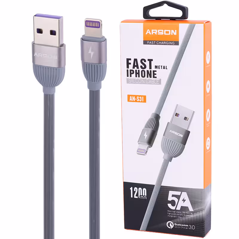 کابل آیفونی فست شارژ Arson AN-S31 QC30 5A 12m