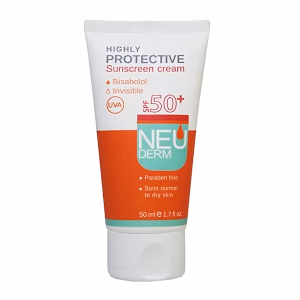 کرم ضدآفتاب هایلی پروتکتیو SPF50 انواع پوست حجم50 میلی لیتر نئودرم neuderm