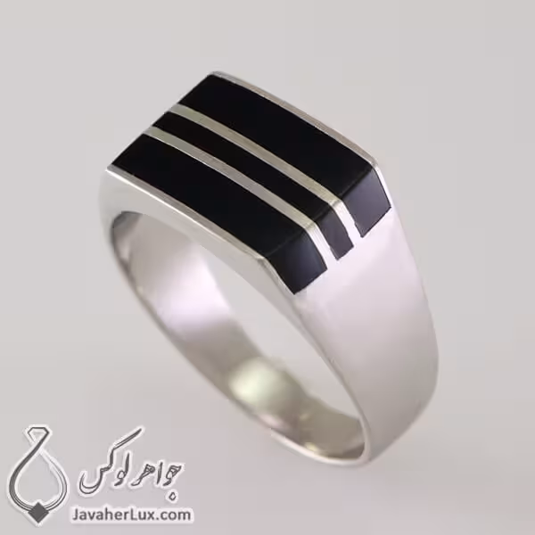 انگشتر نقره مردانه عقیق سیاه مدل زین _ کد : 100335