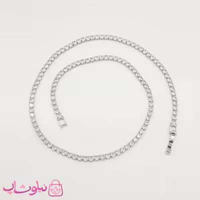 گردنبند زنانه تنیسی ریز نقره ای سفید 45 سانت 3 میل کد 1988