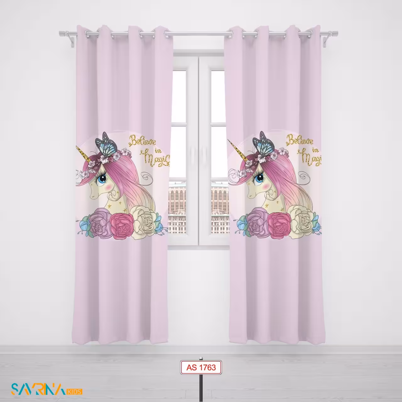 پرده پنلی بچگانه طرح پونی زیبا کد AS1763